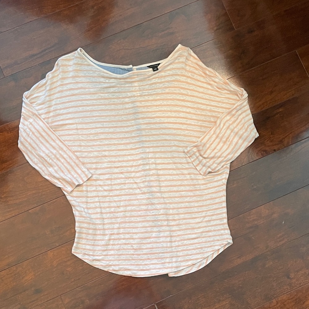 Ann Taylor Dolman Sleeve Blouse in Tan and Cream